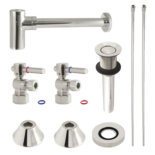 Plumbing Sink Trim Kit with Bottle Trap and Drain, Polished Nickel